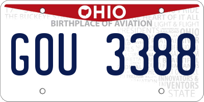 OH license plate GOU3388
