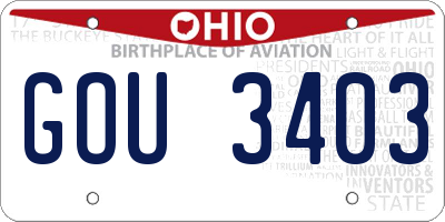 OH license plate GOU3403