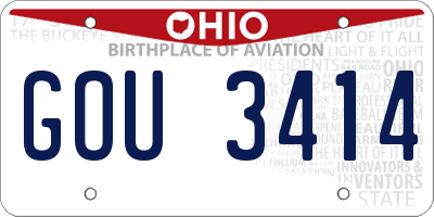 OH license plate GOU3414