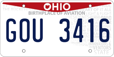OH license plate GOU3416