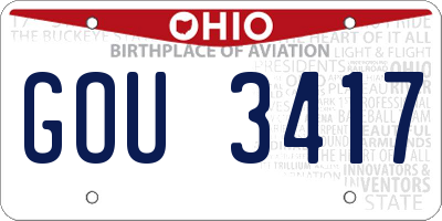 OH license plate GOU3417