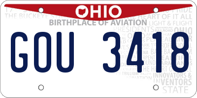 OH license plate GOU3418