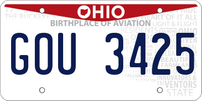 OH license plate GOU3425