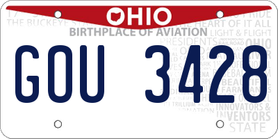 OH license plate GOU3428