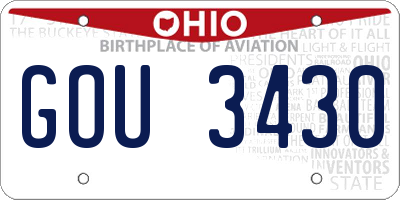 OH license plate GOU3430