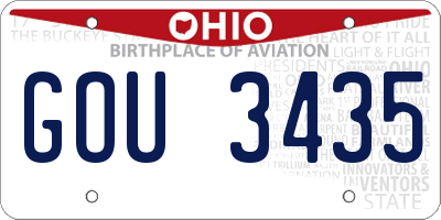 OH license plate GOU3435