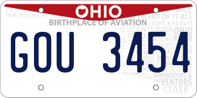 OH license plate GOU3454
