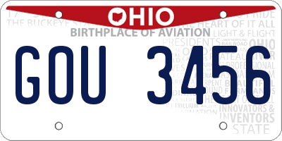 OH license plate GOU3456