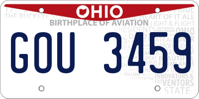 OH license plate GOU3459