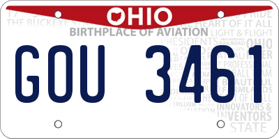 OH license plate GOU3461