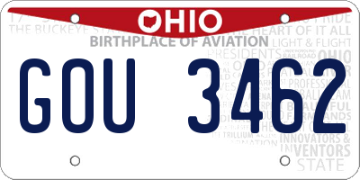 OH license plate GOU3462