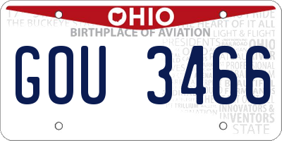 OH license plate GOU3466