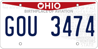 OH license plate GOU3474
