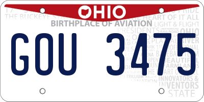 OH license plate GOU3475