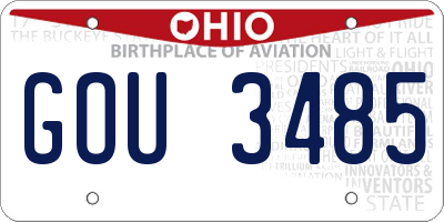 OH license plate GOU3485
