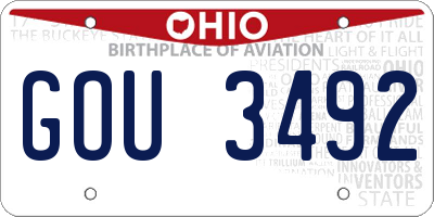 OH license plate GOU3492