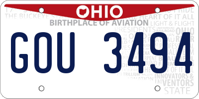 OH license plate GOU3494