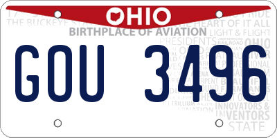 OH license plate GOU3496