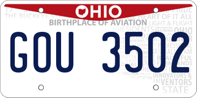 OH license plate GOU3502
