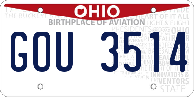 OH license plate GOU3514