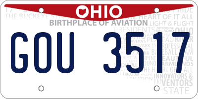 OH license plate GOU3517