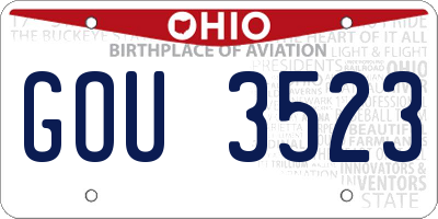 OH license plate GOU3523