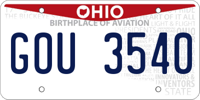 OH license plate GOU3540