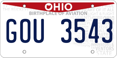 OH license plate GOU3543