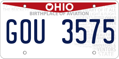 OH license plate GOU3575