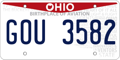 OH license plate GOU3582