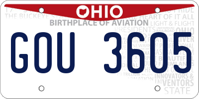 OH license plate GOU3605