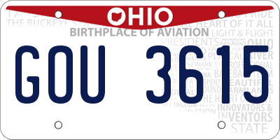 OH license plate GOU3615