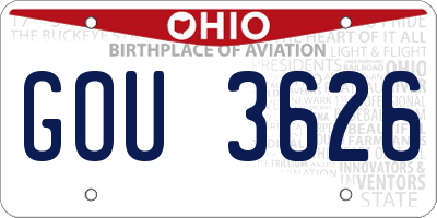 OH license plate GOU3626