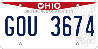 OH license plate GOU3674