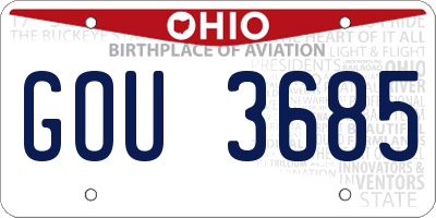 OH license plate GOU3685