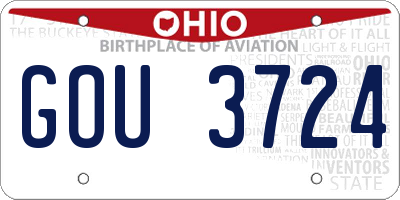 OH license plate GOU3724