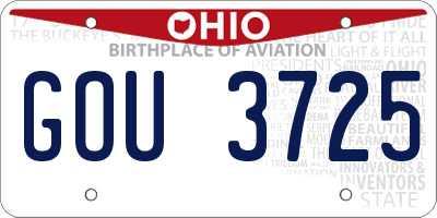OH license plate GOU3725