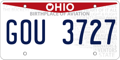 OH license plate GOU3727