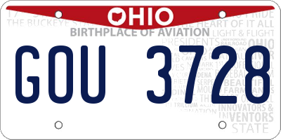 OH license plate GOU3728