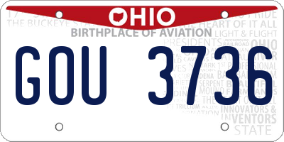 OH license plate GOU3736