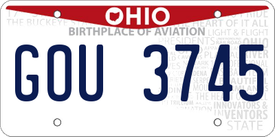 OH license plate GOU3745