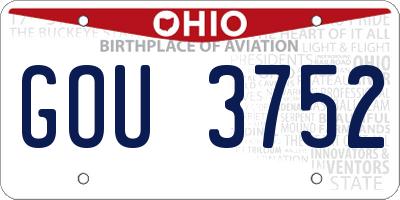 OH license plate GOU3752