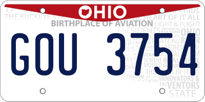 OH license plate GOU3754