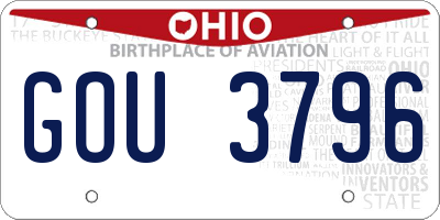 OH license plate GOU3796
