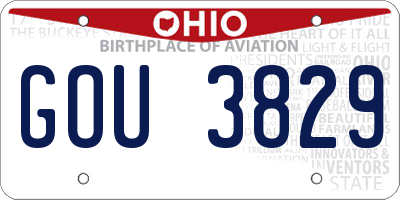 OH license plate GOU3829