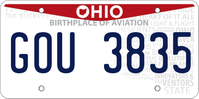 OH license plate GOU3835
