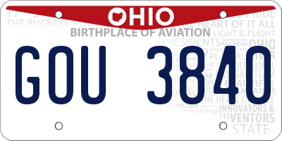OH license plate GOU3840