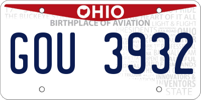OH license plate GOU3932