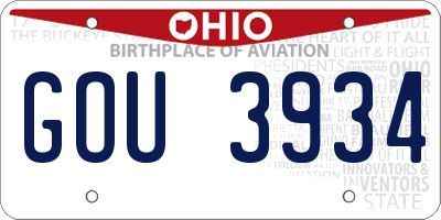 OH license plate GOU3934