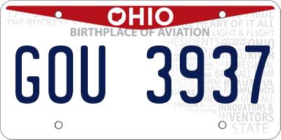 OH license plate GOU3937